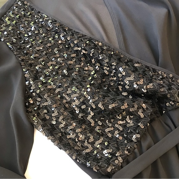 VINTAGE 80’s | Black Sequinned Holiday Party Cocktail Dress EUC Size Medium - Picture 9 of 17